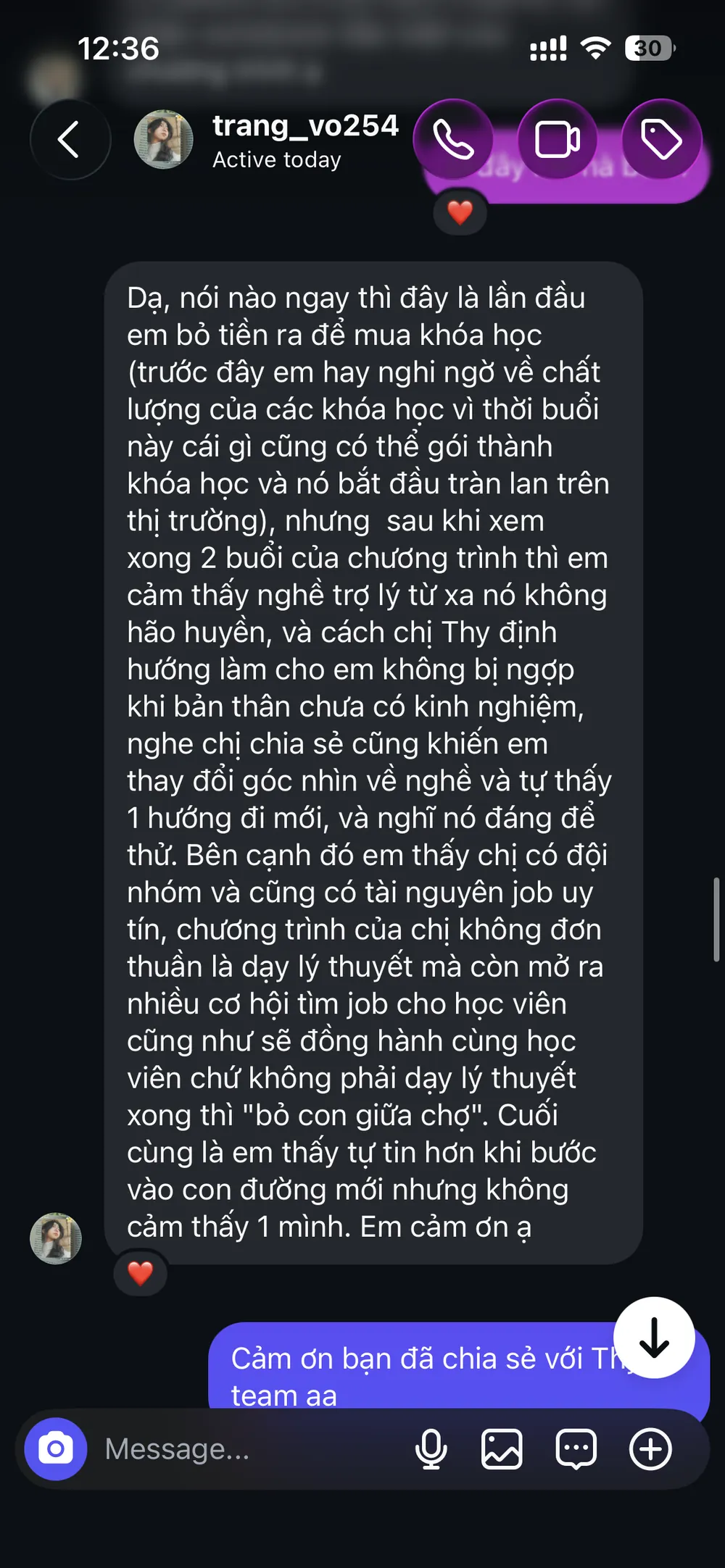Phản hồi học viên về lộ trình VASK