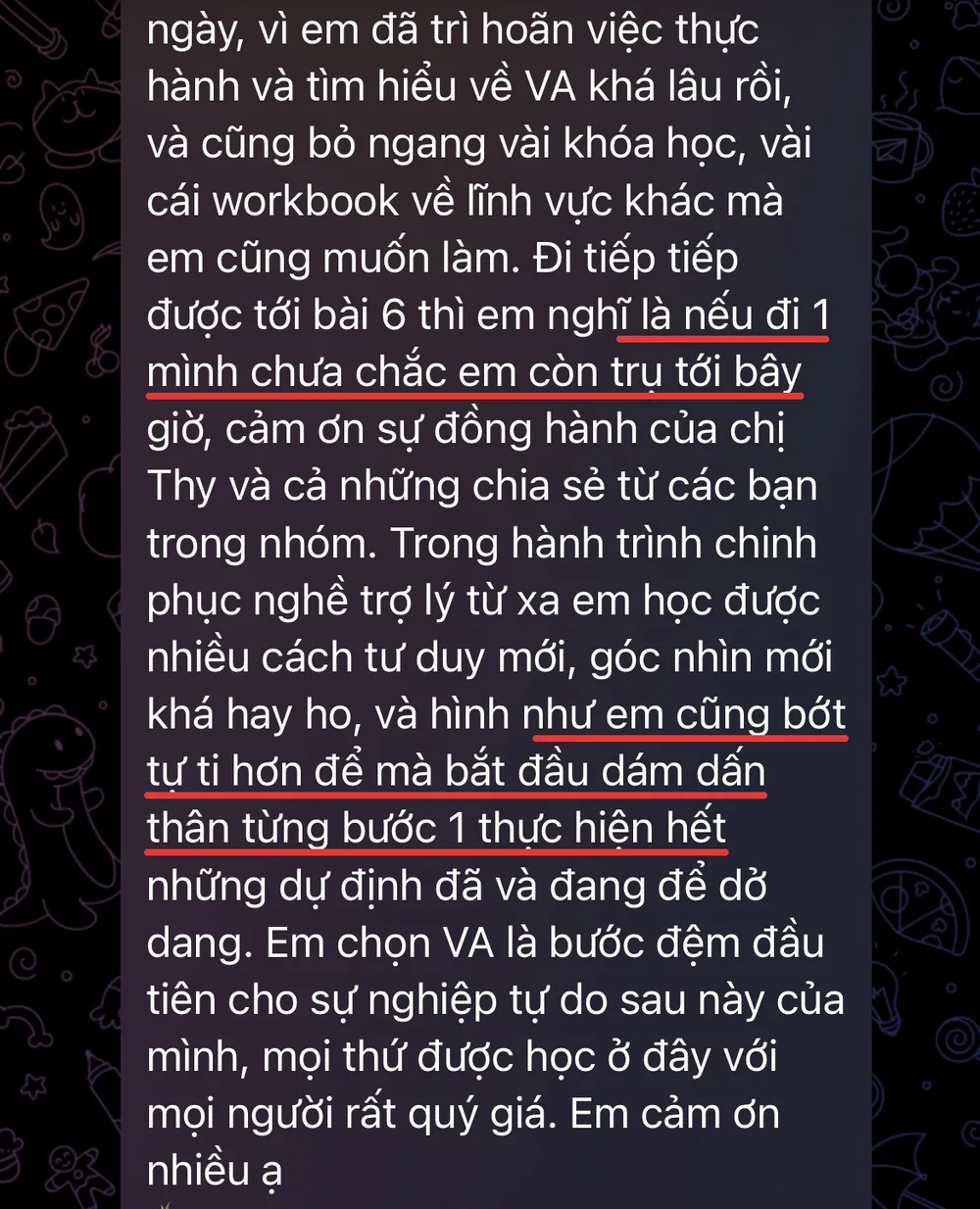 Học viên chia sẻ trụ được tới bài 6 nhờ đi cùng nhóm