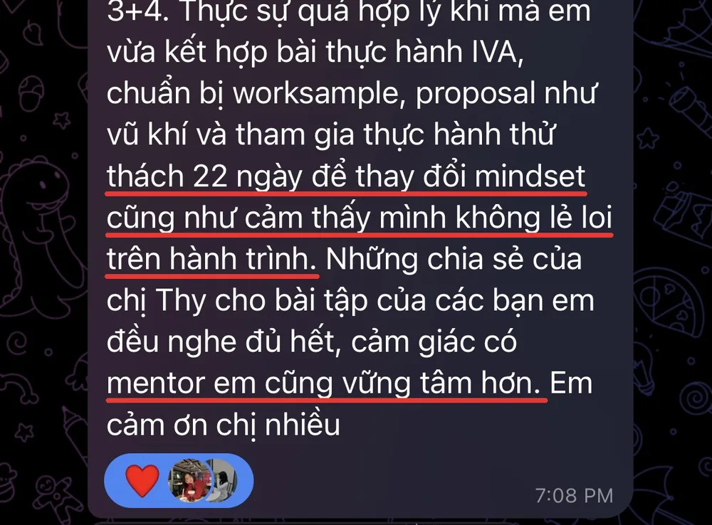 Học viên chia sẻ thử thách 22 ngày giúp đổi mindset và không lẻ loi