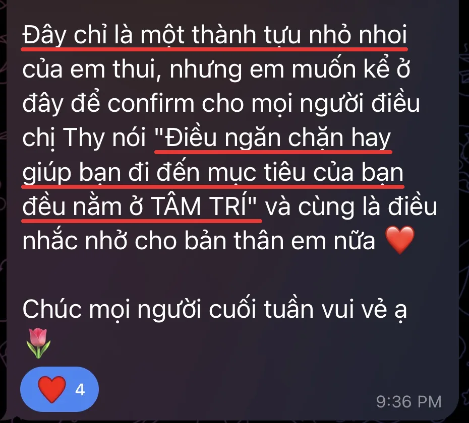 Học viên chia sẻ thành tựu đầu tiên trong thử thách